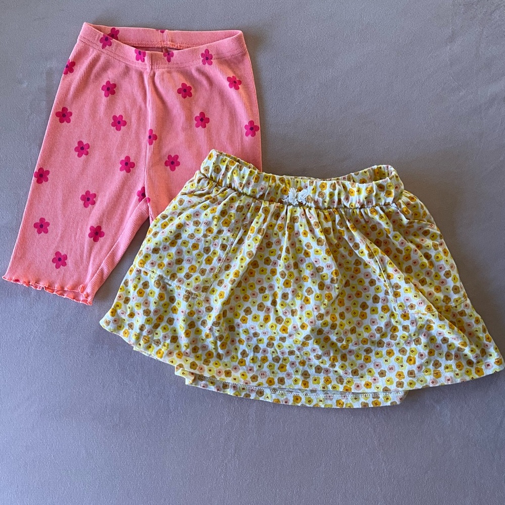 Floral skirt and shorts
